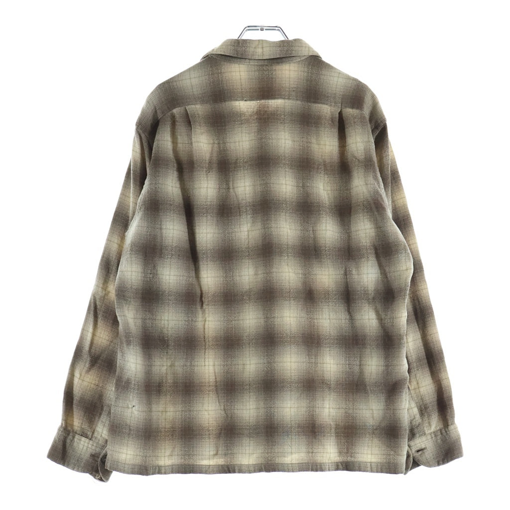 PENDLETON(ペンドルトン) 50S VINTAGE ヴィンテージ USA製 チェック ウールフランネル 長袖シャツ ブラウン/ベージュ