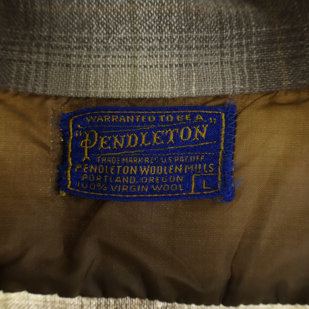 PENDLETON(ペンドルトン) 50S VINTAGE ヴィンテージ USA製 チェック ウールフランネル 長袖シャツ ブラウン/ベージュ