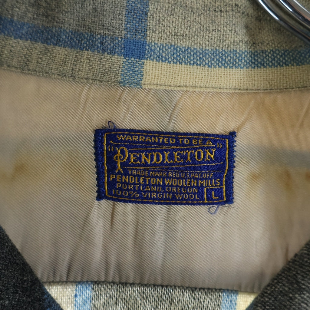 PENDLETON(ペンドルトン) 50S VINTAGE ヴィンテージ USA製 チェック ウールフランネル 長袖シャツ グレー/ブルー