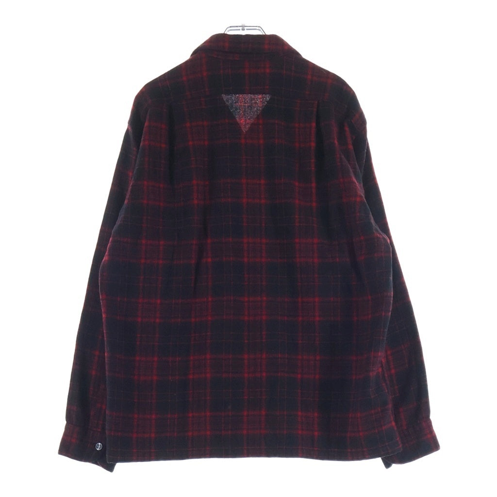 PENDLETON(ペンドルトン) 50S VINTAGE ヴィンテージ USA製 オンブレチェック ウールフランネル 長袖シャツ レッド