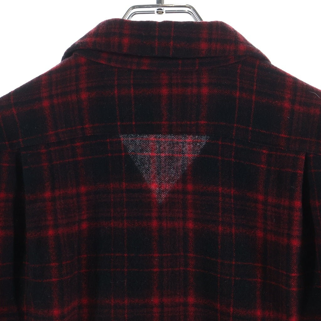 PENDLETON(ペンドルトン) 50S VINTAGE ヴィンテージ USA製 オンブレチェック ウールフランネル 長袖シャツ レッド