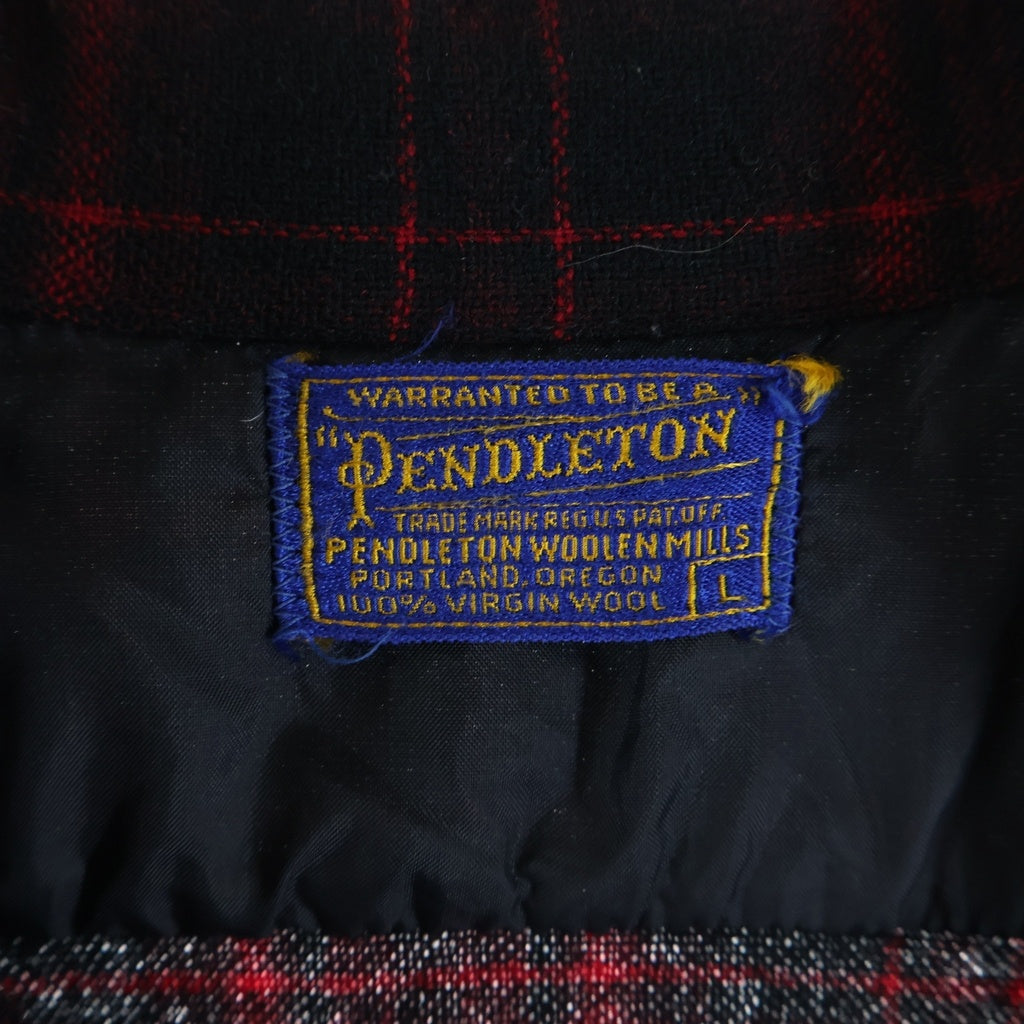 PENDLETON(ペンドルトン) 50S VINTAGE ヴィンテージ USA製 オンブレチェック ウールフランネル 長袖シャツ レッド