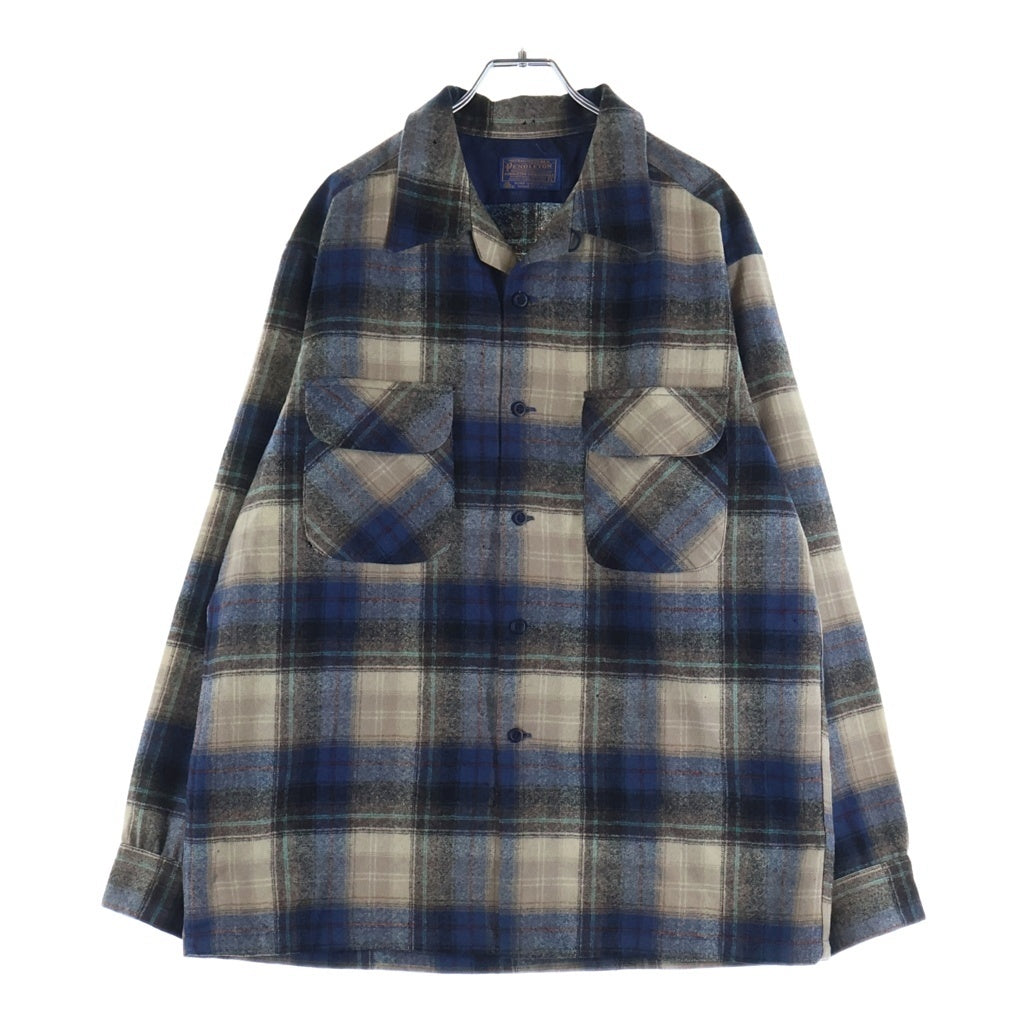 PENDLETON(ペンドルトン) 70S VINTAGE ヴィンテージ USA製 チェック ウールフランネル 長袖シャツ グレー/ブルー