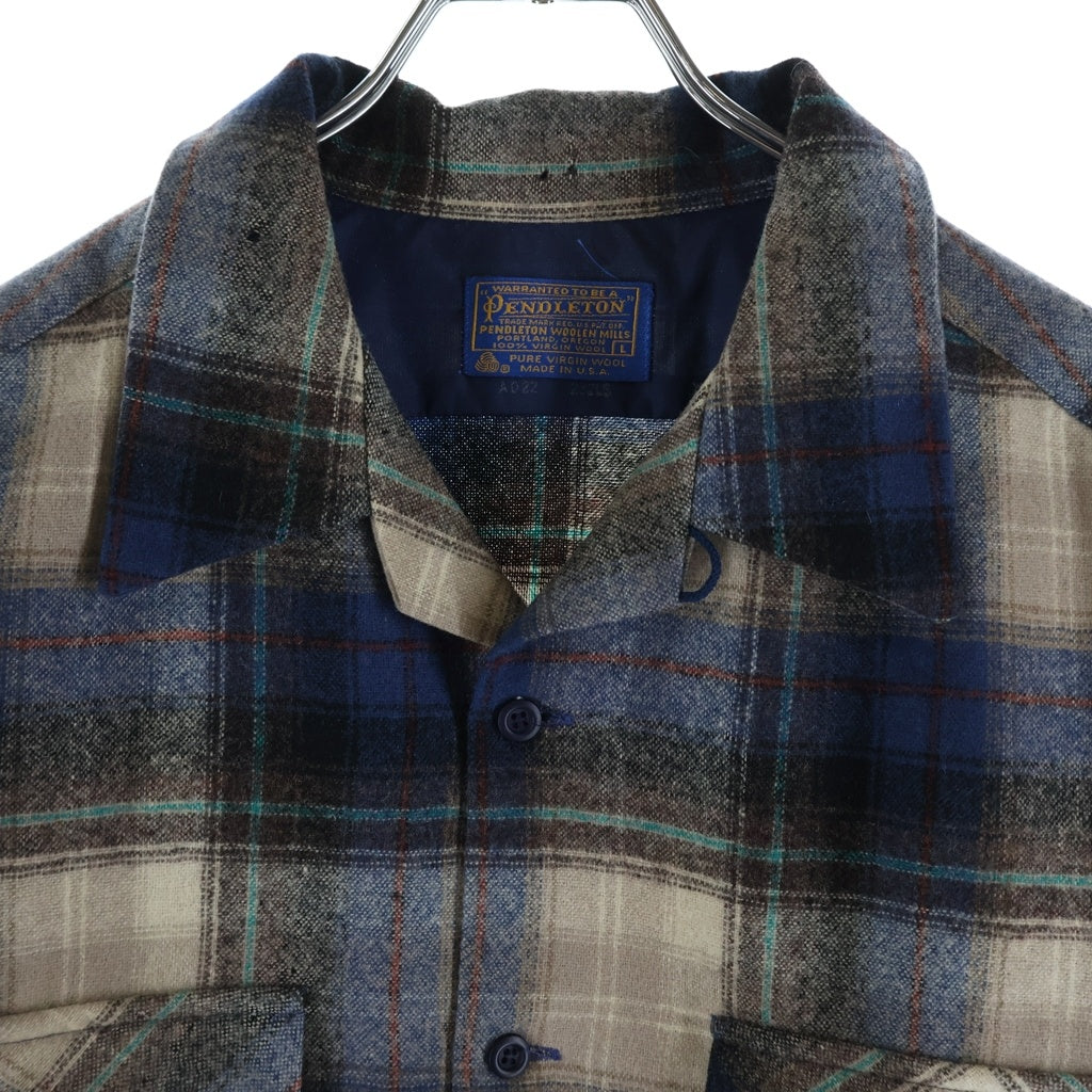 PENDLETON(ペンドルトン) 70S VINTAGE ヴィンテージ USA製 チェック ウールフランネル 長袖シャツ グレー/ブルー