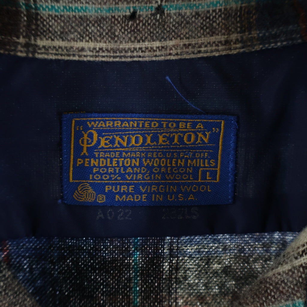 PENDLETON(ペンドルトン) 70S VINTAGE ヴィンテージ USA製 チェック ウールフランネル 長袖シャツ グレー/ブルー