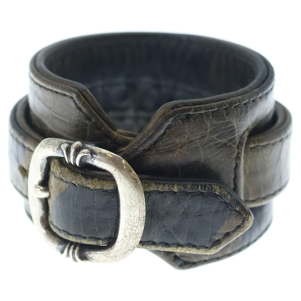 CHROME HEARTS(クロムハーツ) R&R TINY BUCKLE ガンスリンガー タイニーバックル レザーブレスレット カモフラ ブラウン/シルバー