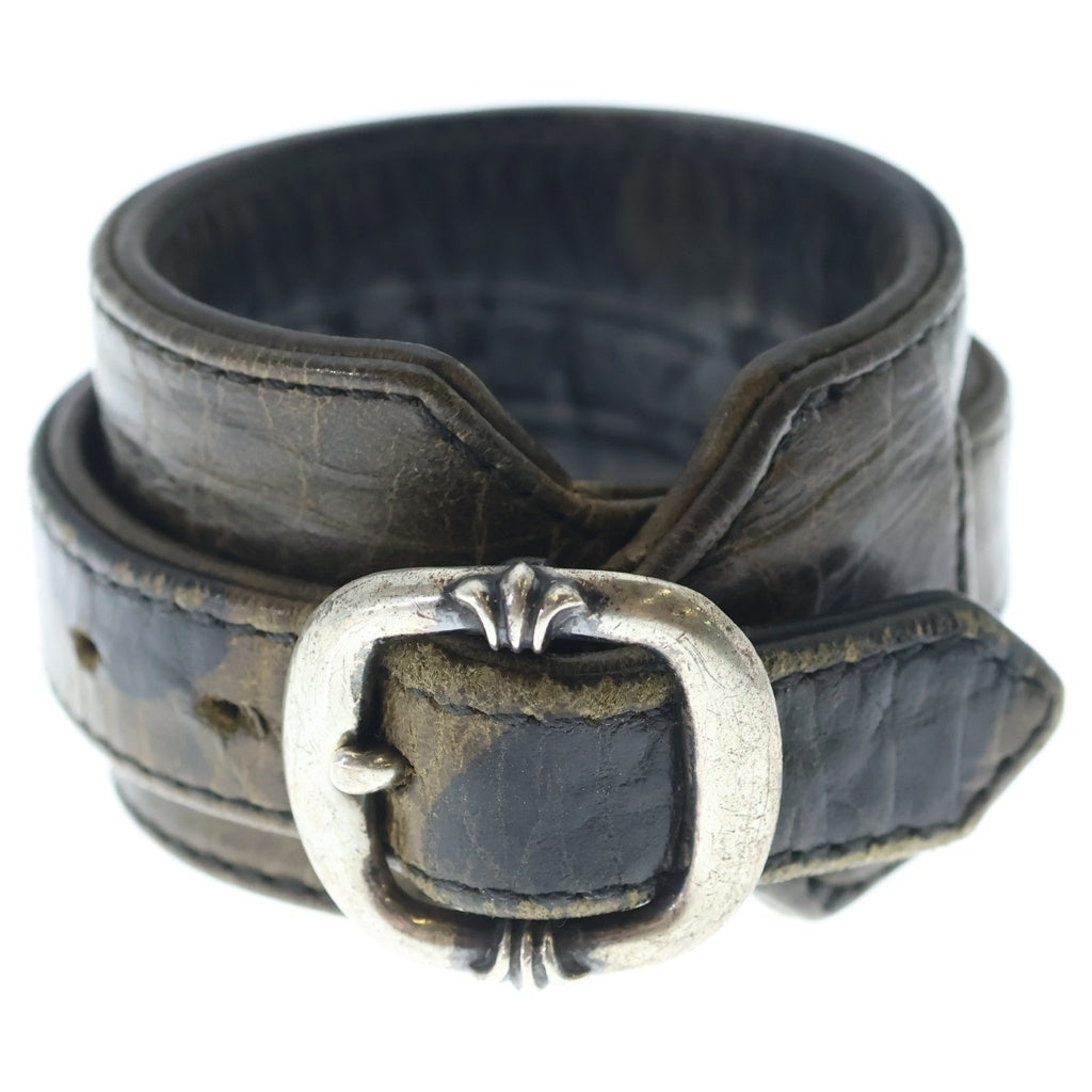 CHROME HEARTS(クロムハーツ) R&R TINY BUCKLE ガンスリンガー タイニーバックル レザーブレスレット カモフラ ブラウン/シルバー