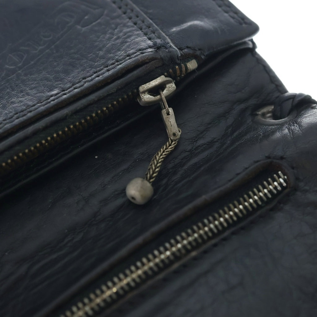 CHROME HEARTS(クロムハーツ) 2ZIP STRAP 2ジップストラップ クロスボールボタンレザーウォレット 財布 ブラック