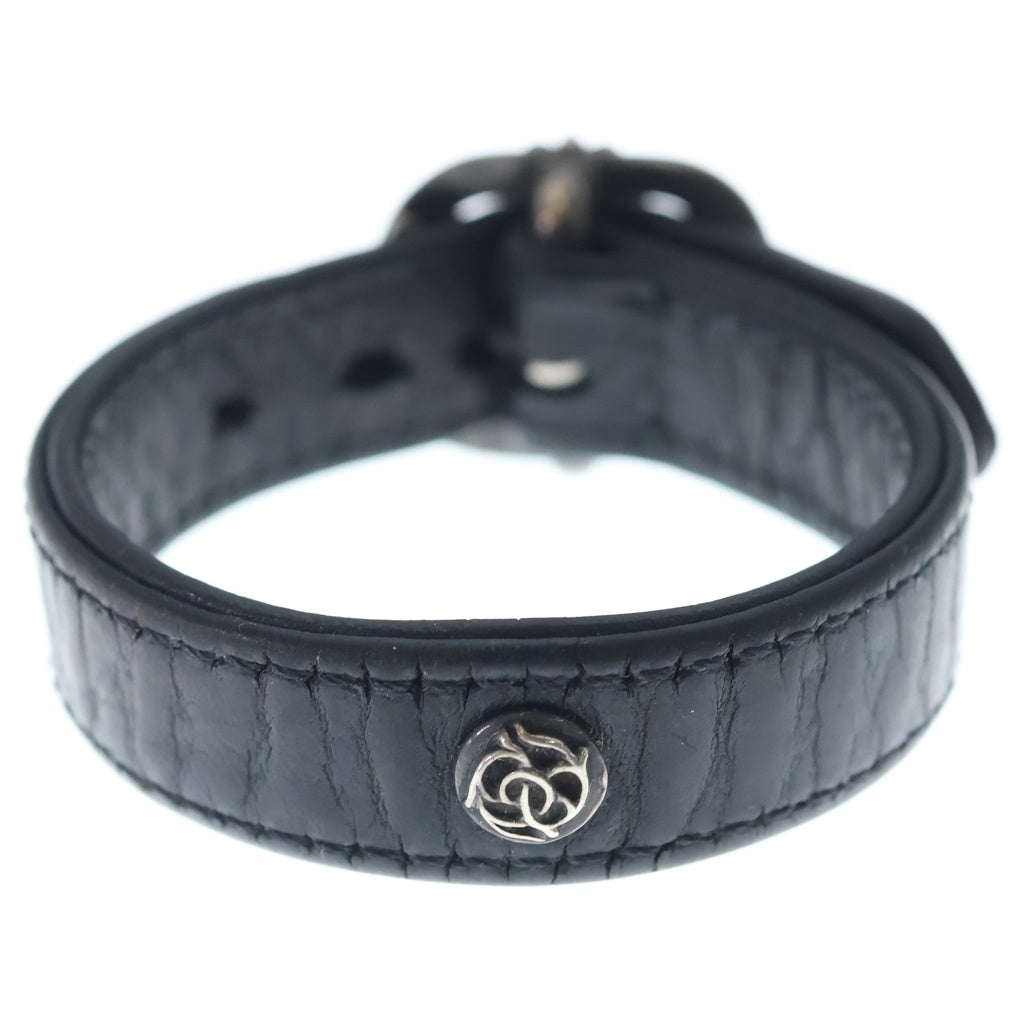 CHROME HEARTS(クロムハーツ) GUNSLINGER ガンスリンガー フローラルボール レザーブレスレット ブラック/シルバー BCA146