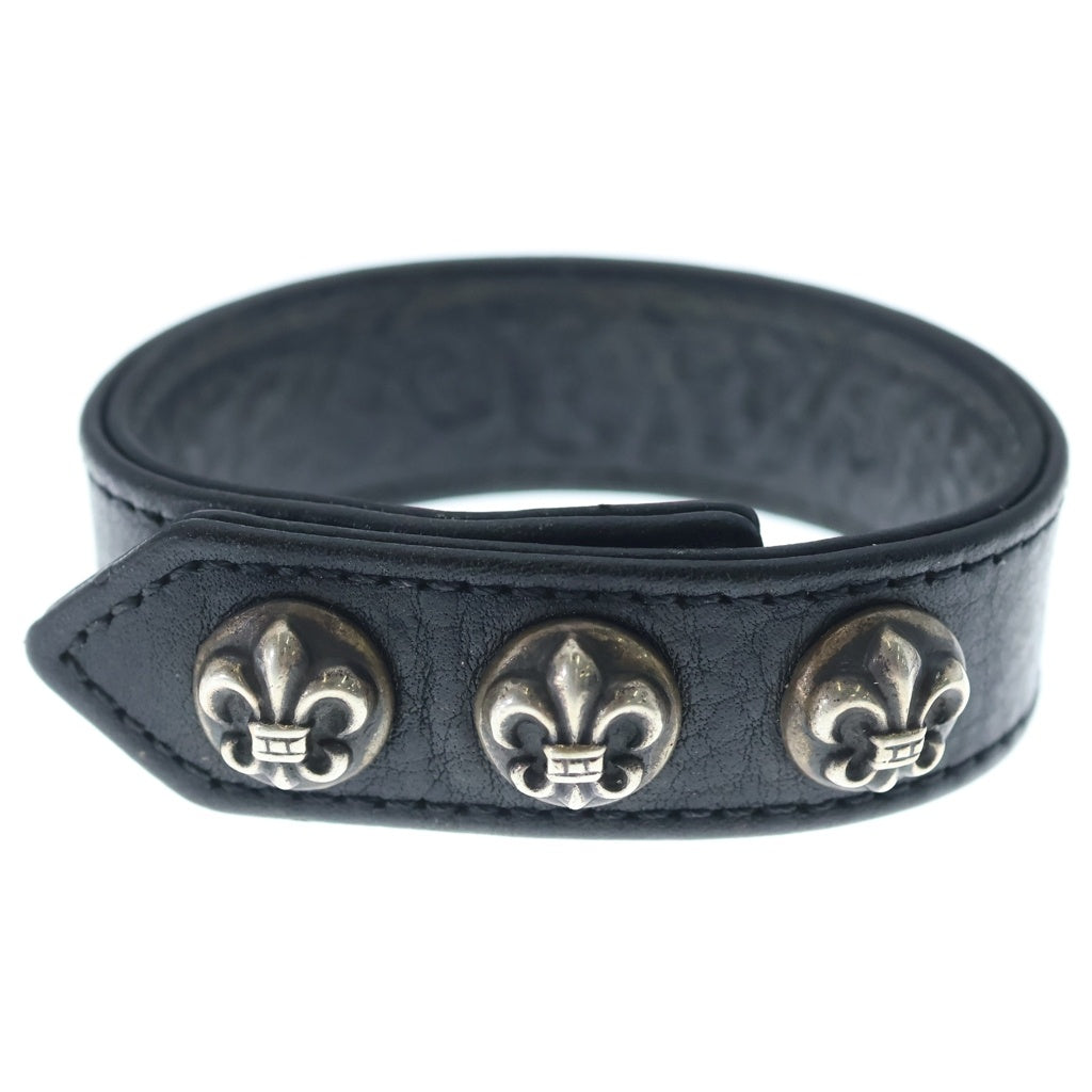 CHROME HEARTS(クロムハーツ) 3BTN 2SNP BSフレアボール 3ボタン2スナップ レザーブレスレット ブラック/シルバー