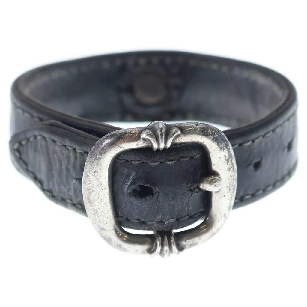 CHROME HEARTS(クロムハーツ) GUNSLINGER ガンスリンガー クロスボール レザーブレスレット ブラウン/シルバー BCA146