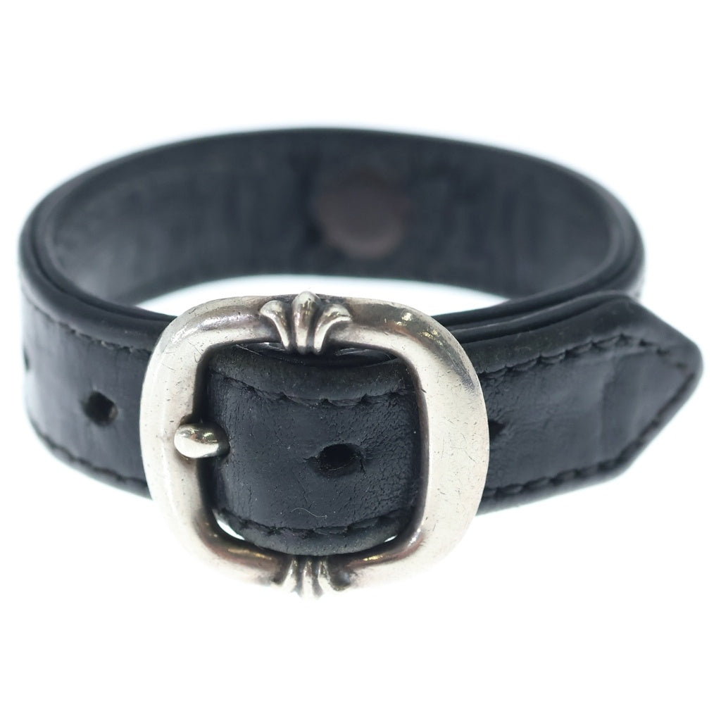 CHROME HEARTS(クロムハーツ) GUNSLINGER ガンスリンガー クロスボール レザーブレスレット ブラック/シルバー BCA146