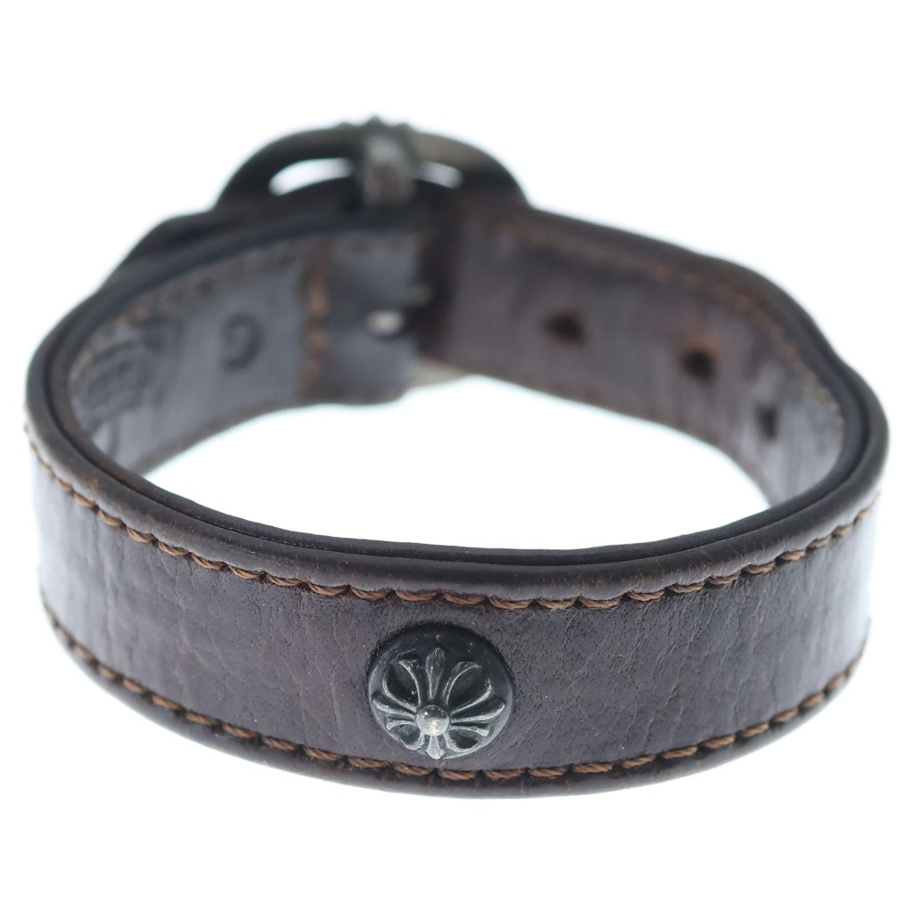 CHROME HEARTS(クロムハーツ) GUNSLINGER ガンスリンガー クロスボール レザーブレスレット ブラウン/シルバー BCA146