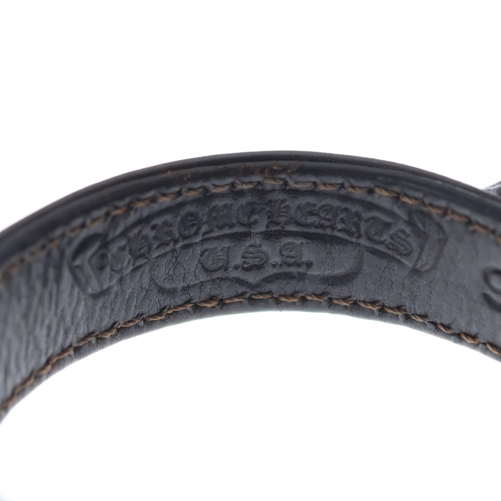 CHROME HEARTS(クロムハーツ) GUNSLINGER ガンスリンガー クロスボール レザーブレスレット ブラウン/シルバー BCA146