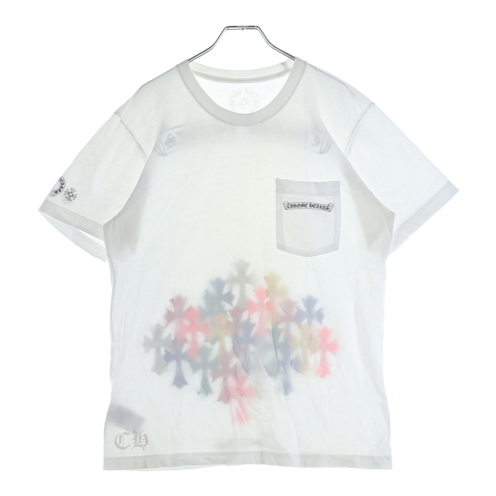 CHROME HEARTS(クロムハーツ) MLTCOL CEM CRS TEE マルチセメタリークロスプリント クルーネック半袖Tシャツ カットソー ホワイト/マルチ