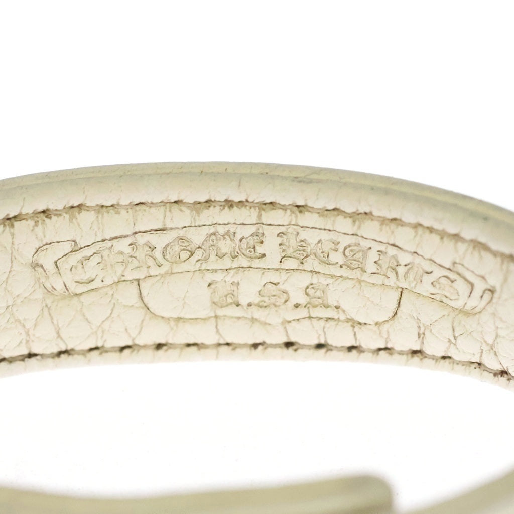 CHROME HEARTS(クロムハーツ) 3BTTN 2SNAP ピラミッドCHクロス ボタン3ボタン2スナップレザーブレスレット ホワイト/シルバー