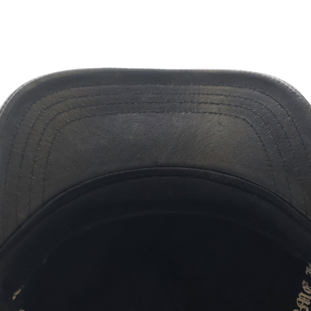 CHROME HEARTS(クロムハーツ) TRUCKER CAP CEME レザーセメタリークロスパッチ クロスボール付きメッシュキャップ 帽子 ブラック