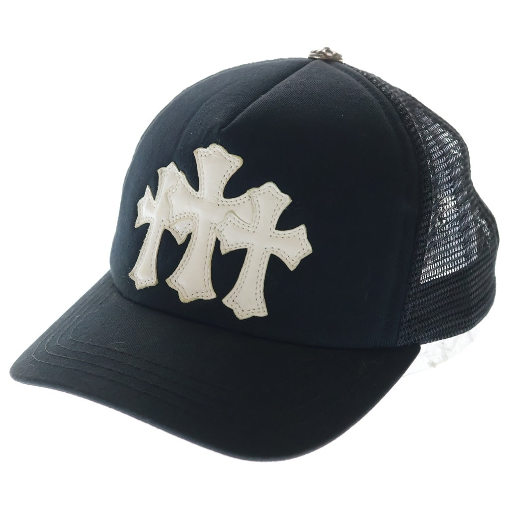 CHROME HEARTS(クロムハーツ) TRUCKER CAP トラッカーキャップ 3セメタリーレザーパッチメッシュキャップ 帽子 ブラック/ホワイト