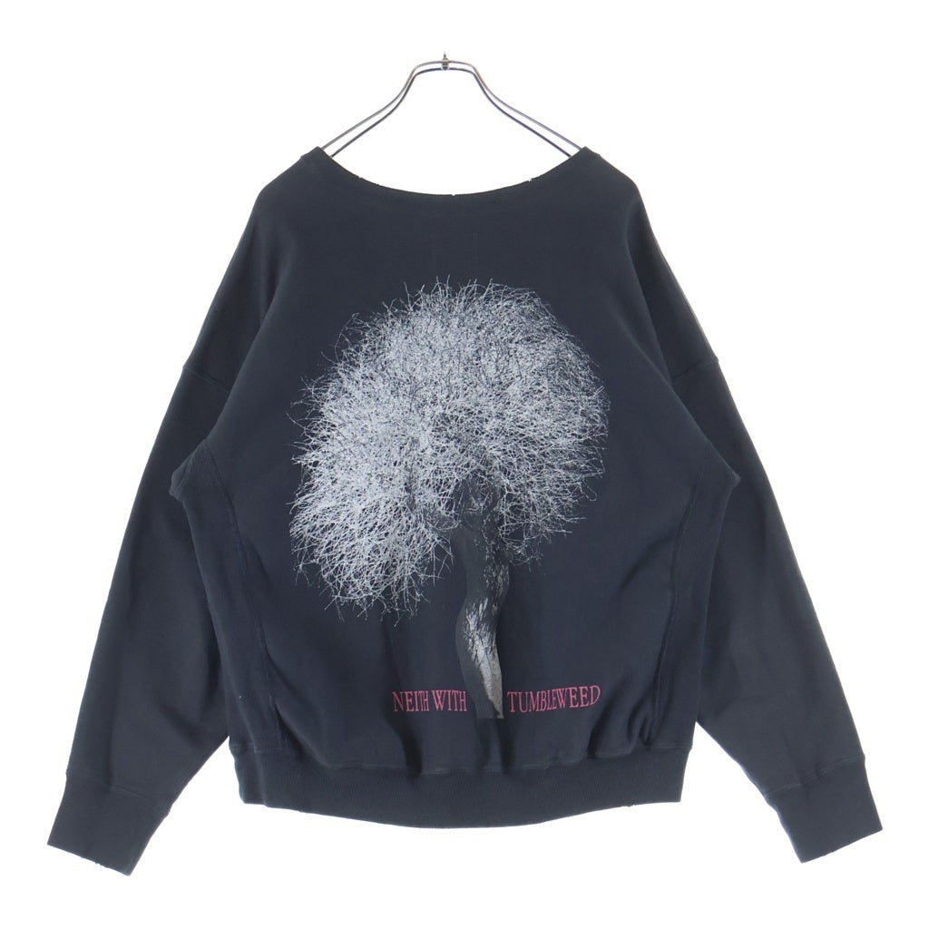 BOWWOW(バウワウ) ×HERB RITTS NEITH WITH TUMBLEWEED SWT グラフィックプリントヴィンテージ加工スウェットトレーナー グレー