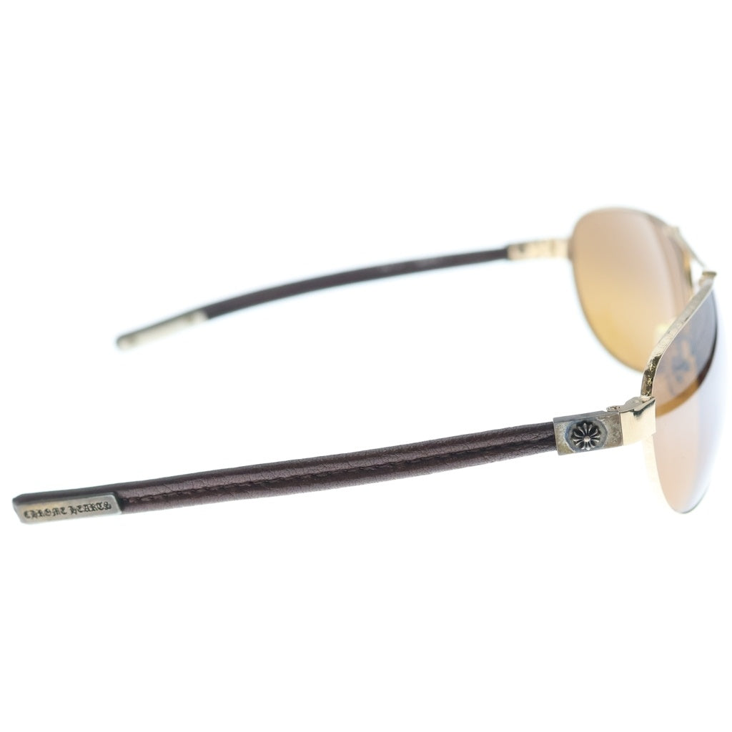 CHROME HEARTS(クロムハーツ) RIOT I CHPLUS レザーフレーム サングラス ゴールド/ブラウン ‐