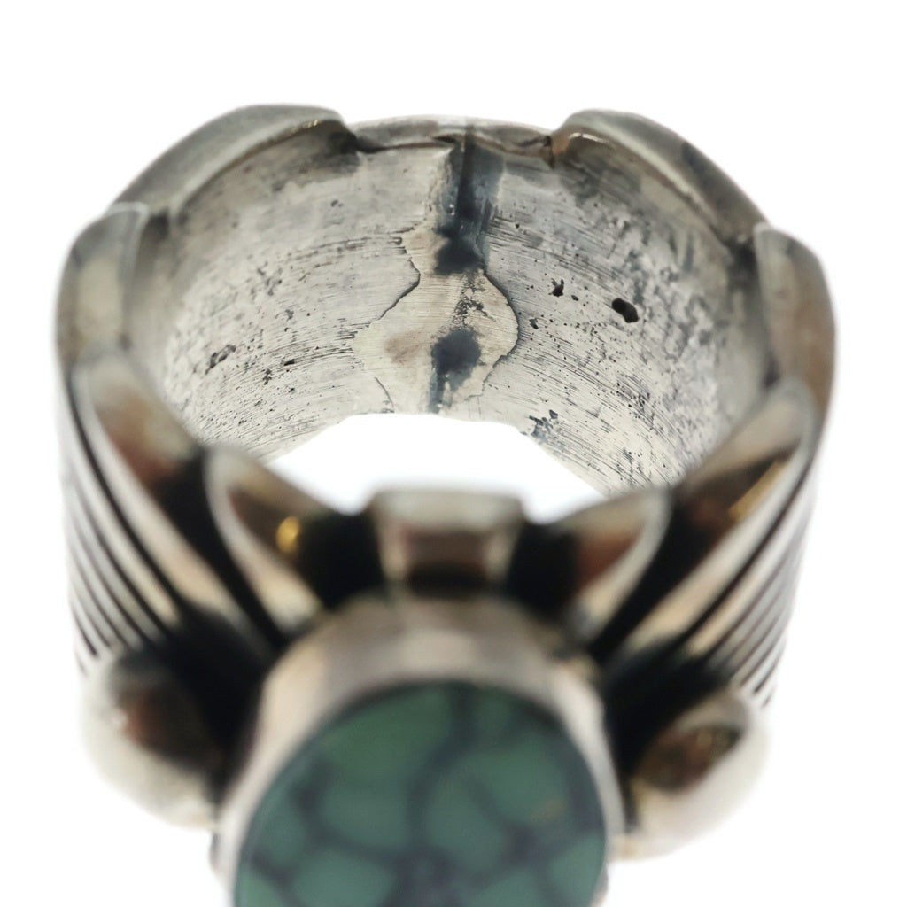 INDIAN JEWELRY(インディアンジュエリー) ナバホ族 Aaron Anderson アーロン・アンダーソン作 ターコイズ付きリング シルバー