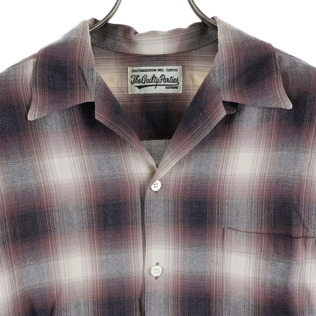 WACKO MARIA(ワコマリア) 24SS OMBRECHECK OPENCOLLOR SHIRT S/S オンブレチェック オープンカラー半袖シャツ ブラウン/ピンク ‐