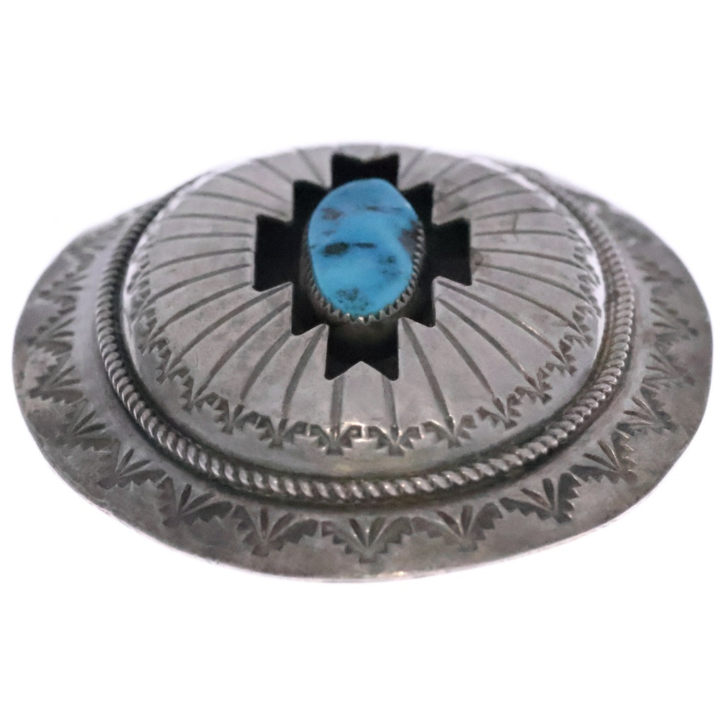 INDIAN JEWELRY(インディアンジュエリー) ナバホ族 W.M ウィルバー・マスケット作 ターコイズ付きバックル シルバー