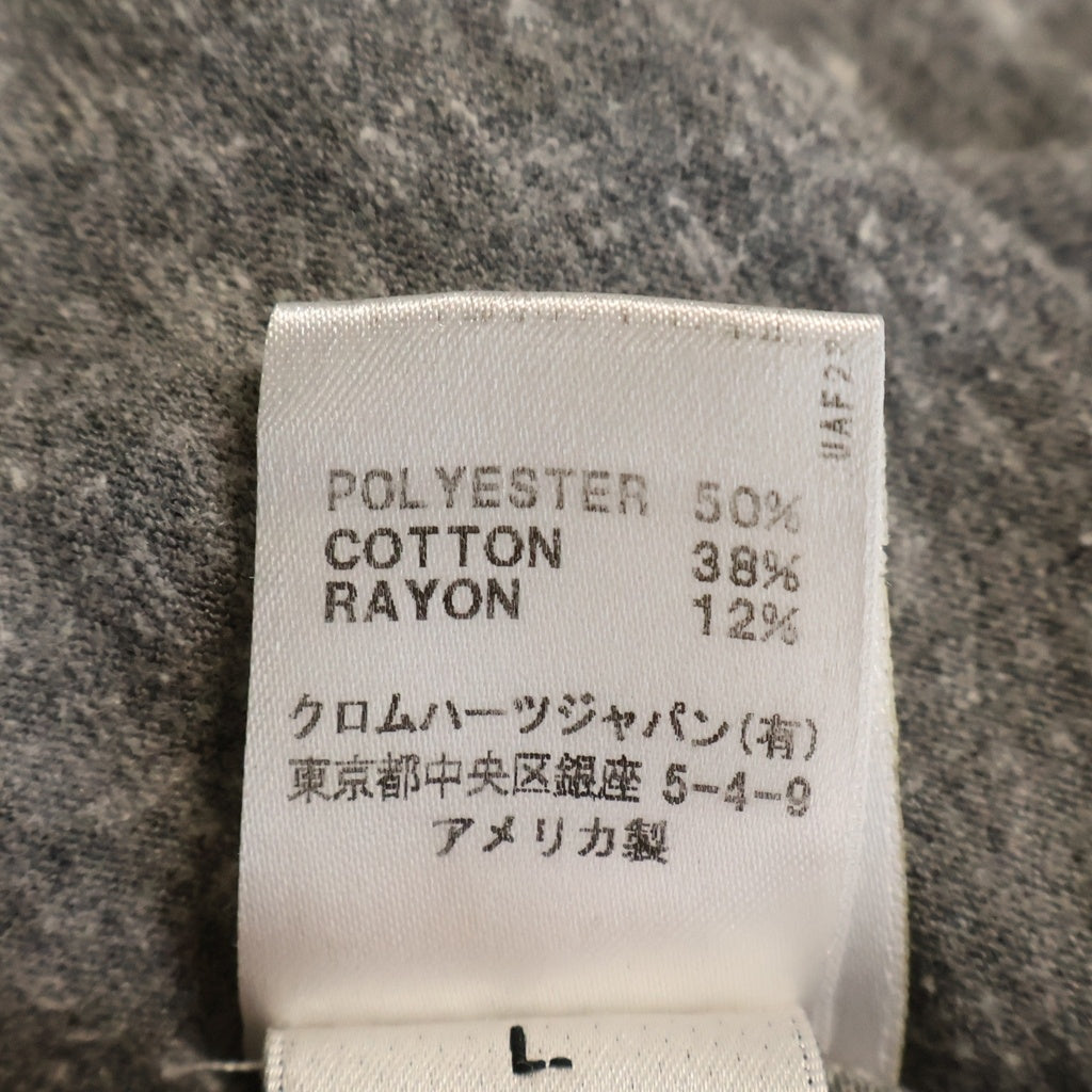 CHROME HEARTS(クロムハーツ) ホースシューフローラルクロスプリント ヘンリーネック七分袖Tシャツ カットソー グレー