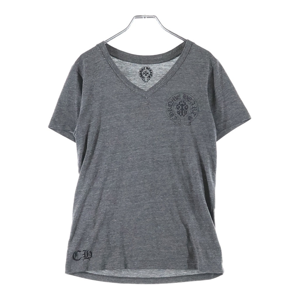 CHROME HEARTS(クロムハーツ) アメリカンフラッグバックプリント Vネック半袖Tシャツ カットソー グレー