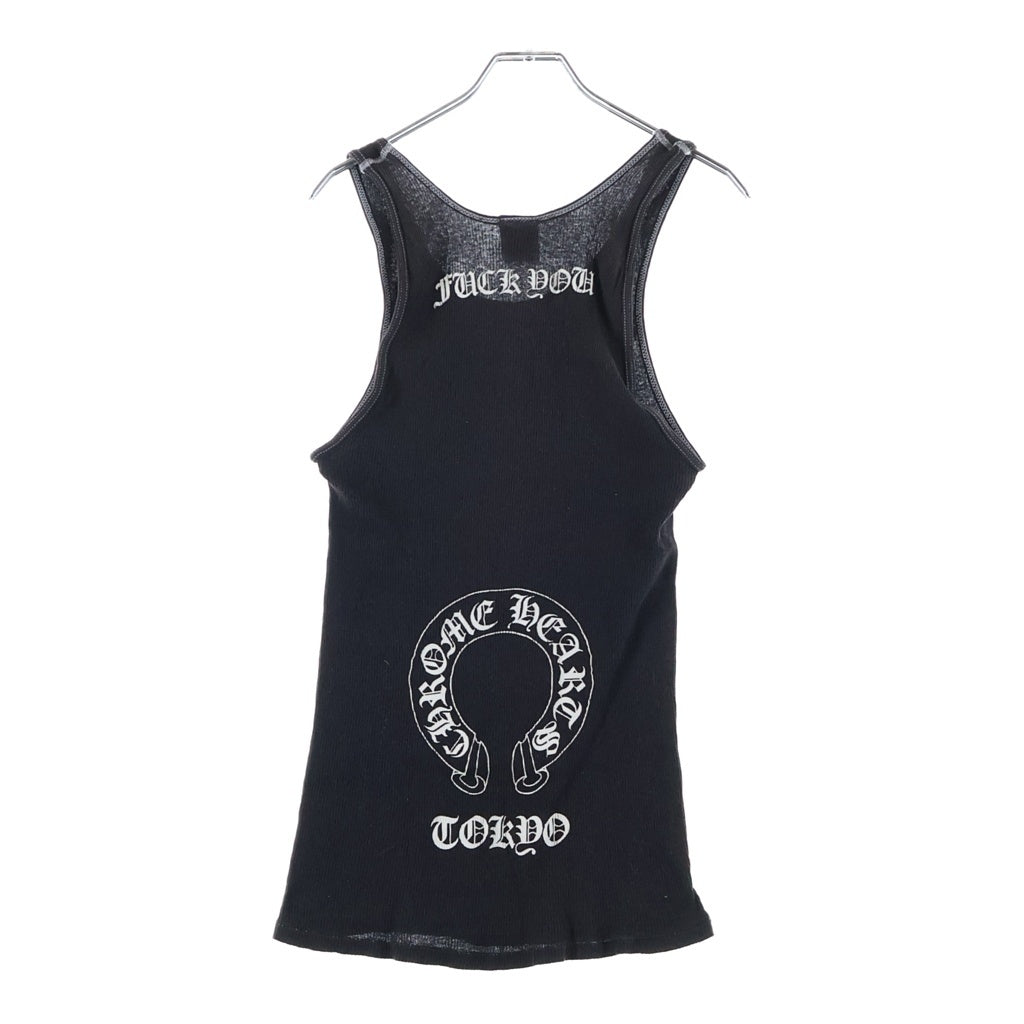 CHROME HEARTS(クロムハーツ) OLD FUCK YOU TOKYO ヴァインダガー ホースシュープリントタンクトップ ノースリーブ ブラック