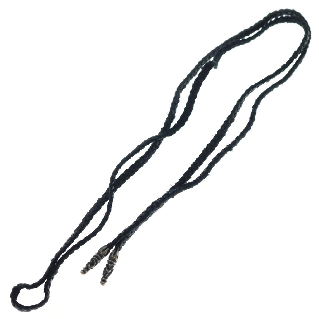CHROME HEARTS(クロムハーツ) LEATHER BRAID スクロール レザーブレード ネックレス ブラック/シルバー