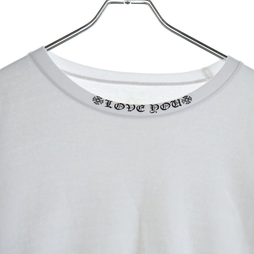 CHROME HEARTS(クロムハーツ) LOVE YOU NECK LOGO SWTSHRT ネックロゴ 袖フローラルプリントクルーネックスウェット ホワイト