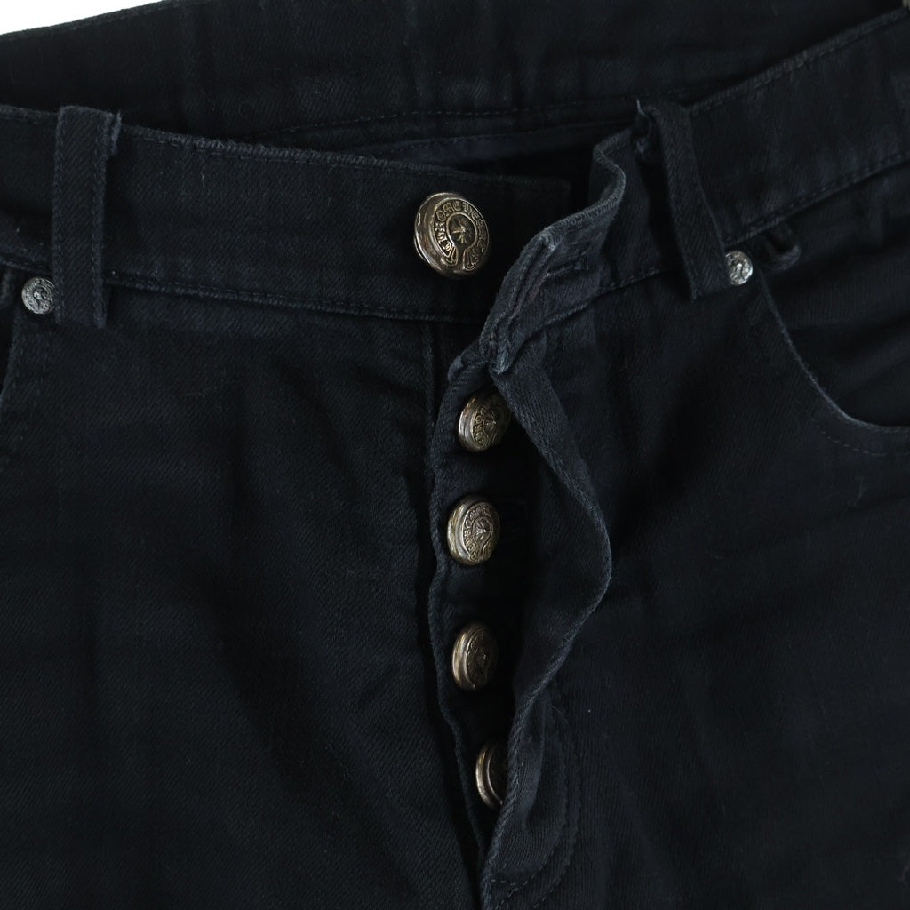 CHROME HEARTS(クロムハーツ) OLD JEANS FLEURKNEE オールド フレアニー クロスボールボタンデニムパンツ ブラック