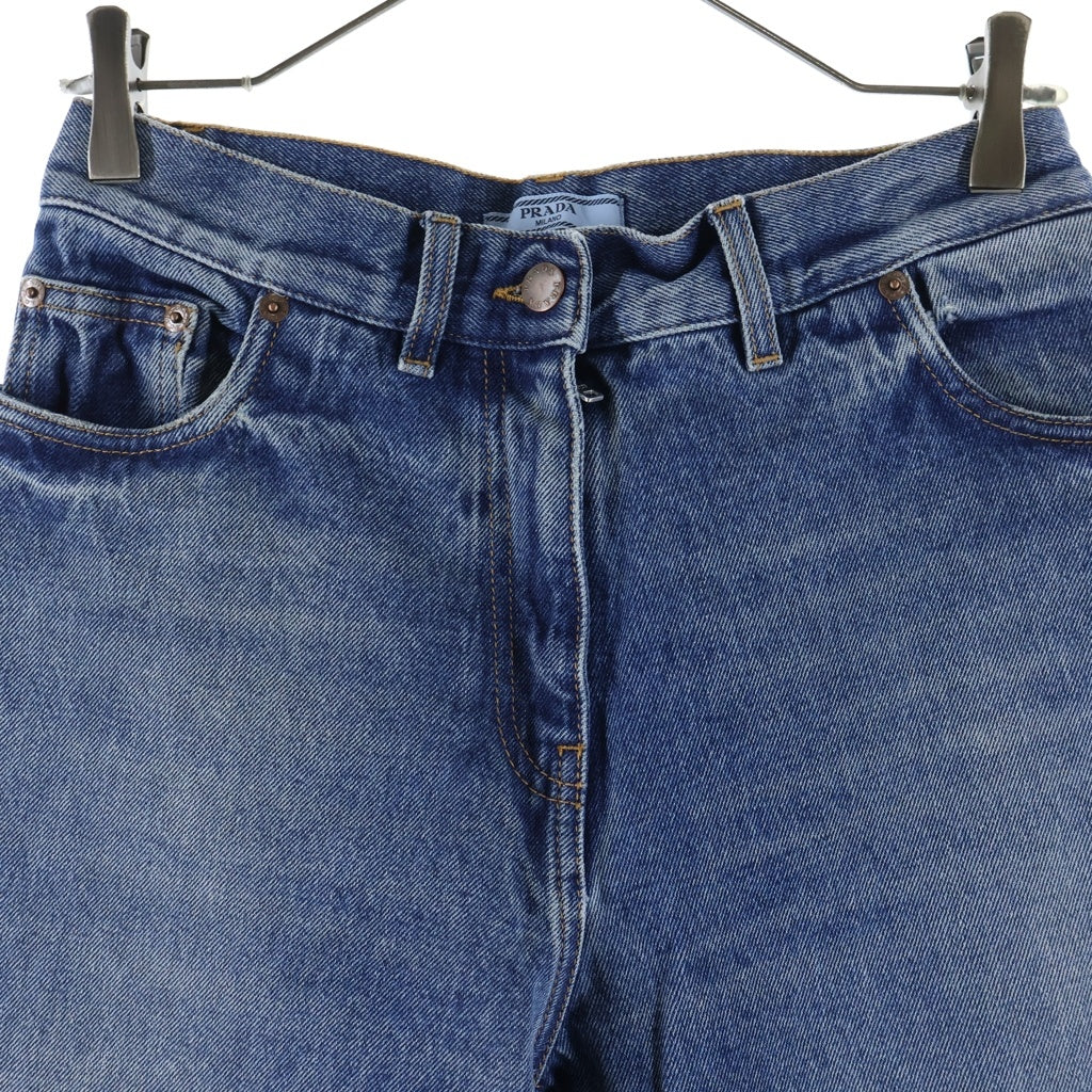 PRADA(プラダ) 23SS トライアングルロゴ ワイドフィットデニムパンツ GFP491 インディゴブルー レディース