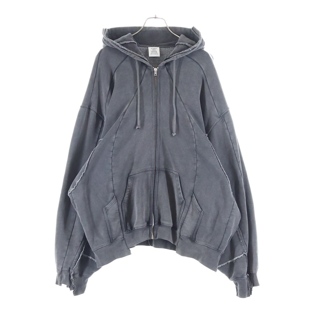 VETEMENTS(ヴェトモン) 23SS CUT-UP ZIP-UP HOODIE 再構築カットアップオーバーサイズジップアップパーカー グレー UE63HD370B