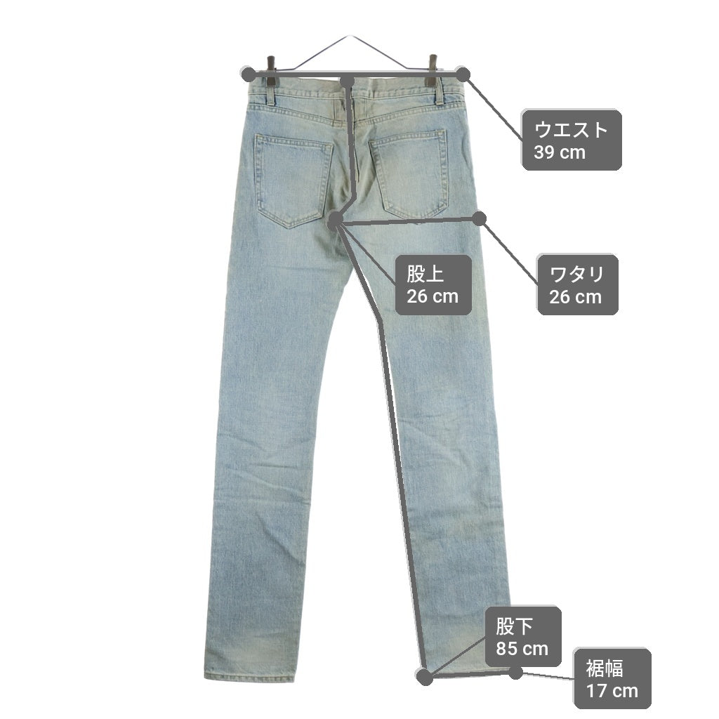 SAINT LAURENT PARIS(サンローランパリ) 13SS D01 M/SL-LW ウォッシュド加工スリムストレートデニムパンツ ブルー 315392 YU068