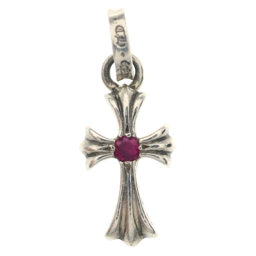 CHROME HEARTS(クロムハーツ) CRS BBYFAT RUBY ベイビーファットクロス 両面1ルビー ペンダントトップ シルバー/レッド