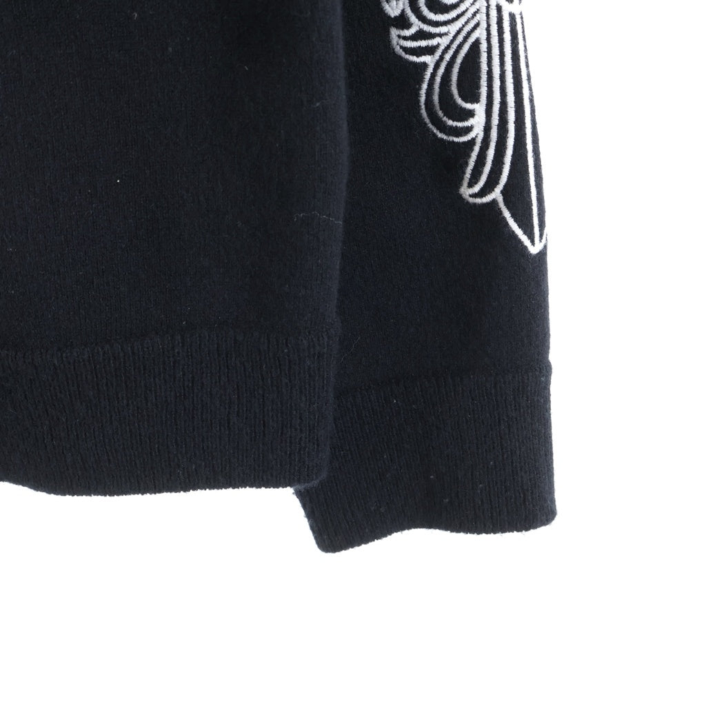 CHROME HEARTS(クロムハーツ) U LIFE SENTENCE 袖フローラル刺繍カシミアプルオーバーフーディーパーカー ブラック