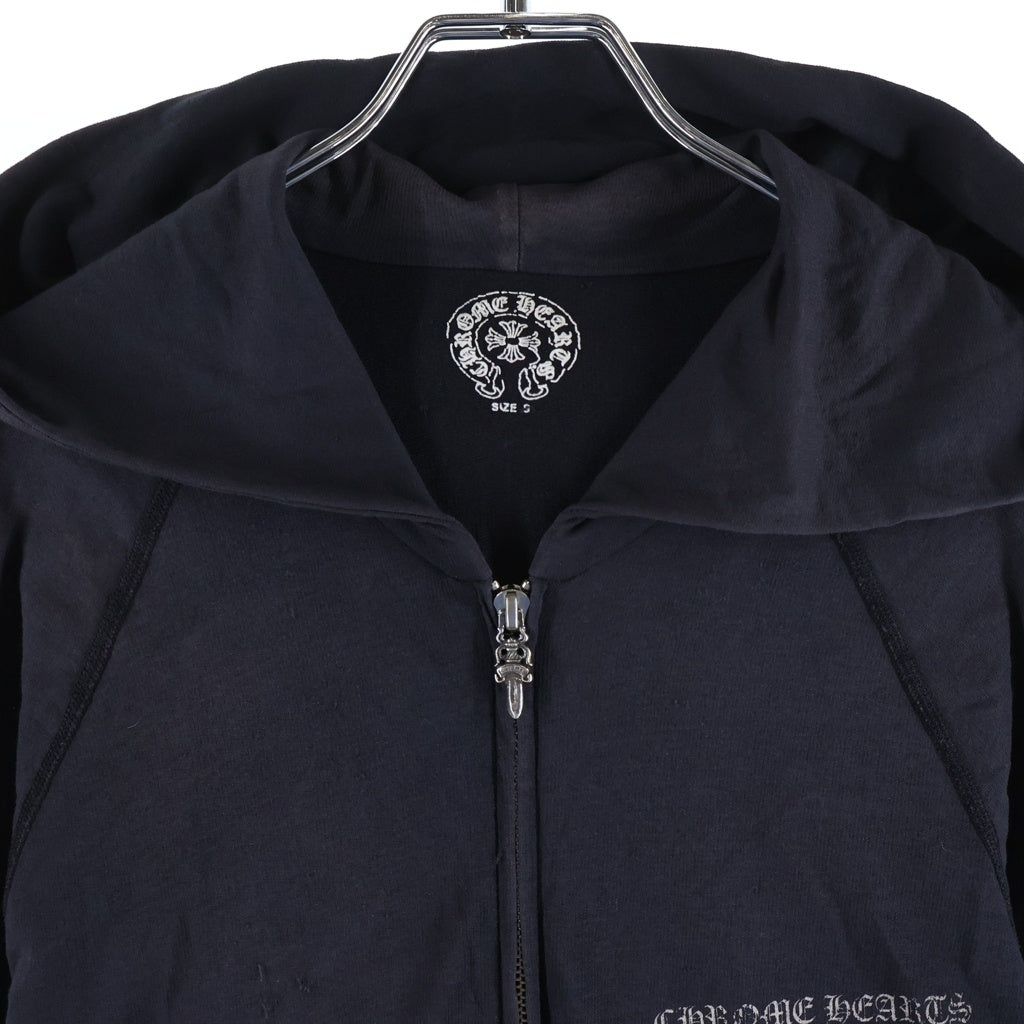 CHROME HEARTS(クロムハーツ) OLD CHプラスプリント ダガージップアップパーカー ラグランスリーブフーディー ブラック