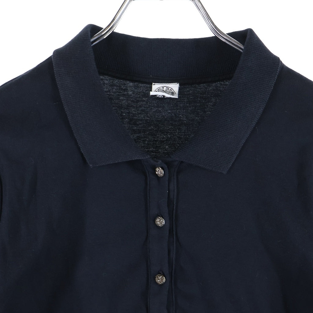 CHROME HEARTS(クロムハーツ) OLD POLO SHIRT クロスボールボタン 半袖ポロシャツ ブラック レディース