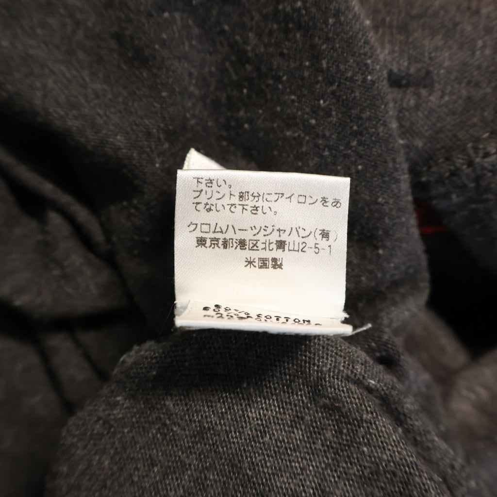 CHROME HEARTS(クロムハーツ) OLD CH PLUS L/S TEE CHプラス スクロールラベルプリント コットン ヘンリーネック 七分袖Tシャツ 長袖カットソー グレー レディース