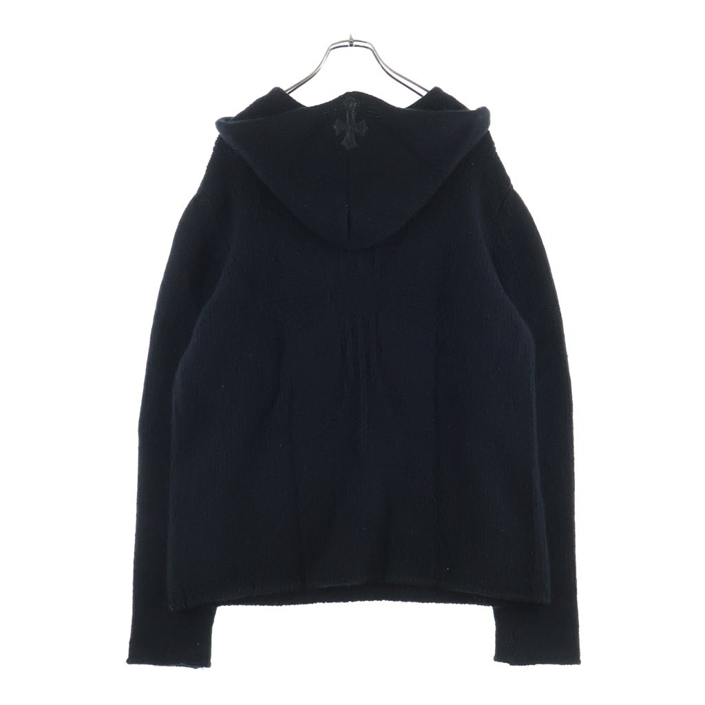 CHROME HEARTS(クロムハーツ) フードクロスパッチ バックCHクロスジャガードカシミヤニットセーター パーカー ブラック