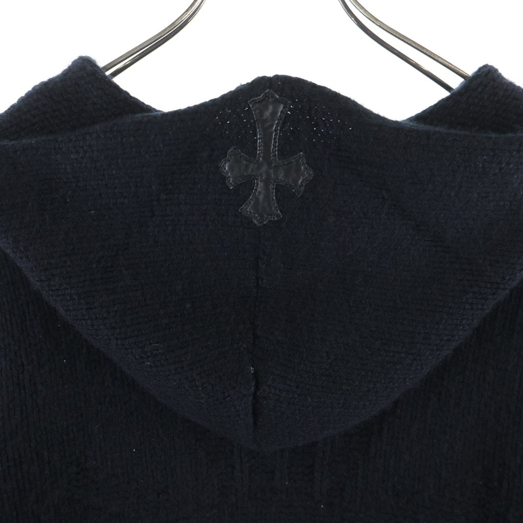 CHROME HEARTS(クロムハーツ) フードクロスパッチ バックCHクロスジャガードカシミヤニットセーター パーカー ブラック