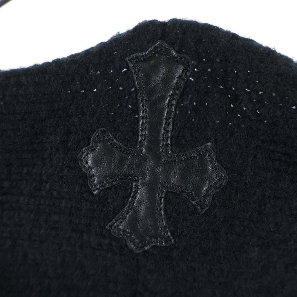 CHROME HEARTS(クロムハーツ) フードクロスパッチ バックCHクロスジャガードカシミヤニットセーター パーカー ブラック