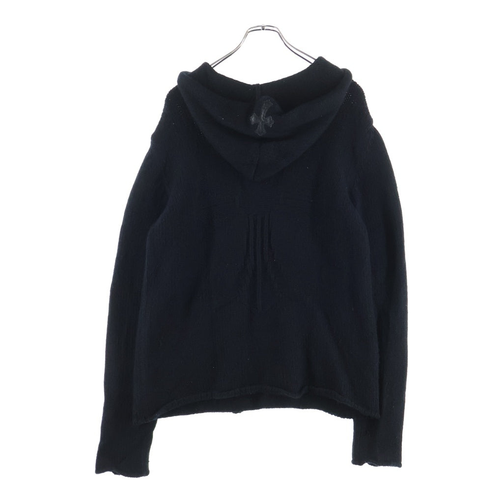 CHROME HEARTS(クロムハーツ) フードクロスパッチ バックCHクロスジャガードカシミヤニットセーター パーカー ブラック