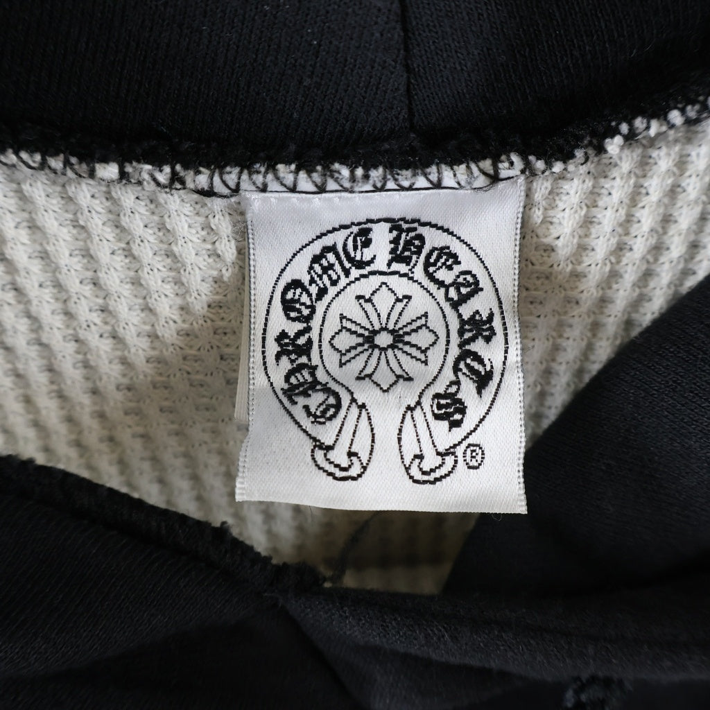 CHROME HEARTS(クロムハーツ) OLD CAMBER オールド 袖ロゴバックホースシュー 裏地サーマルプルオーバーフーディーパーカー ブラック/ブラック