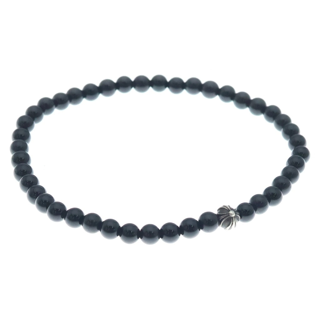 CHROME HEARTS(クロムハーツ) 4mm BEAD CHクロスボール ビーズブレスレット シルバー/ブラック