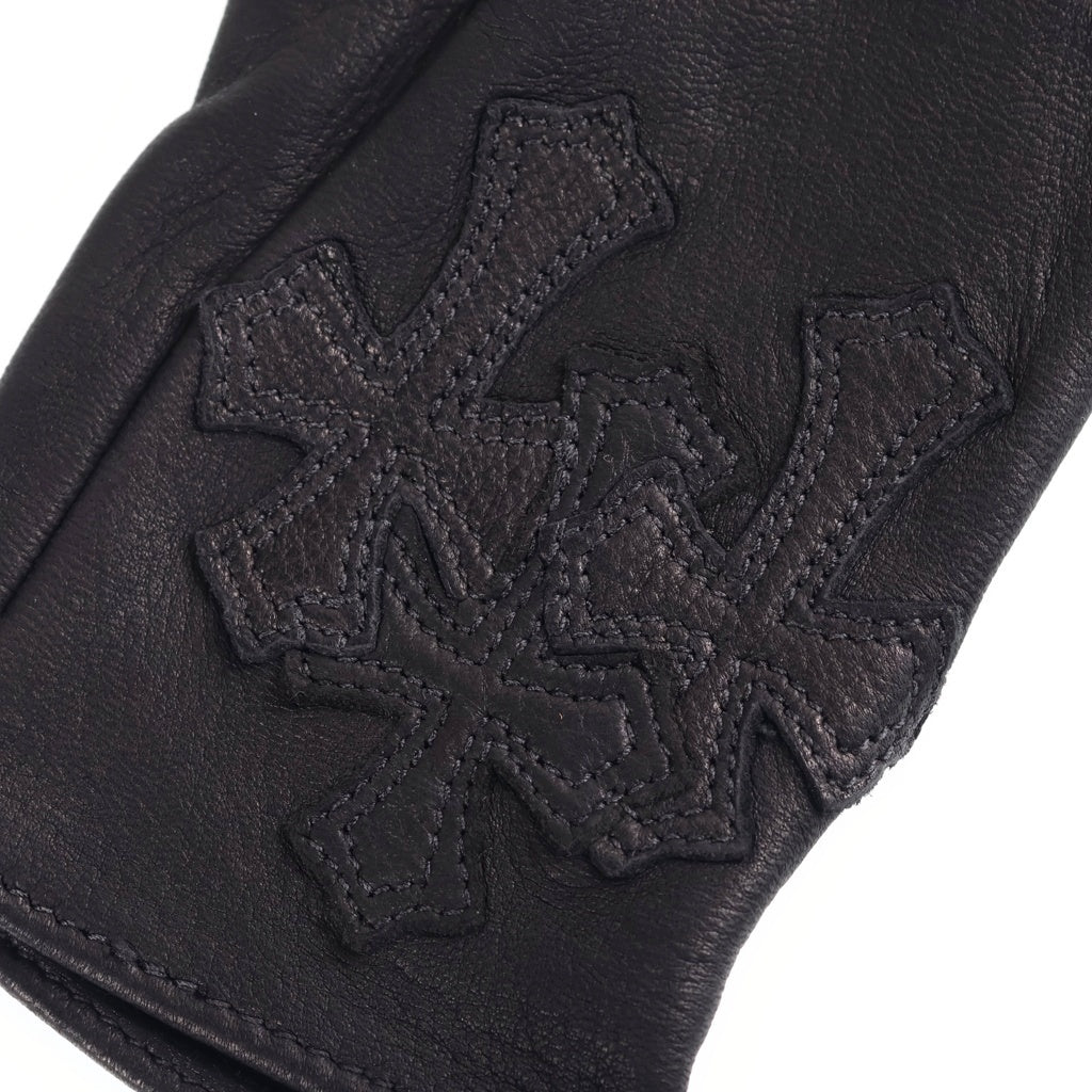 CHROME HEARTS(クロムハーツ) Cemetery cross セメタリークロス パッチ付き レザーグローブ ブラック