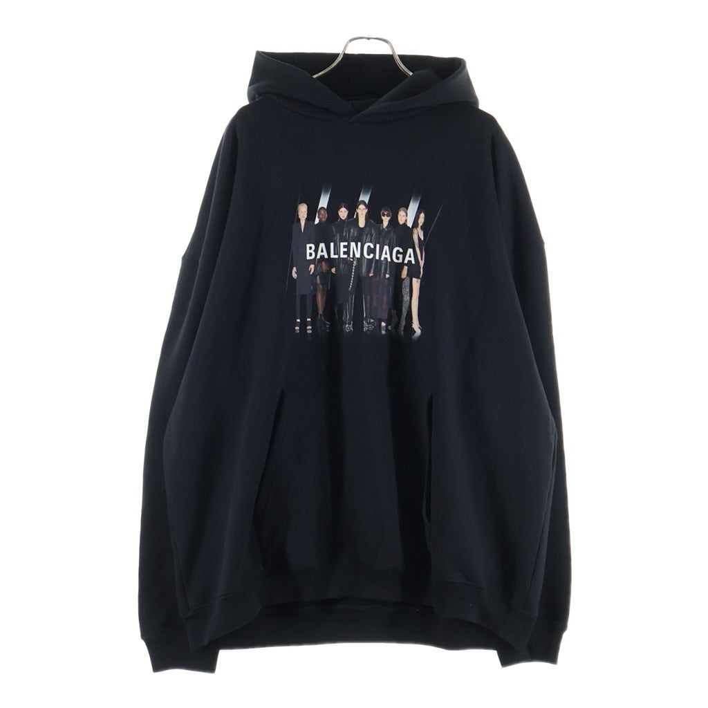 BALENCIAGA(バレンシアガ) 20AW REAL BALENCIAGA HOODED SWEATSHIRT フォトプリントプルオーバーフーディー 620973 TIVA2 ブラック