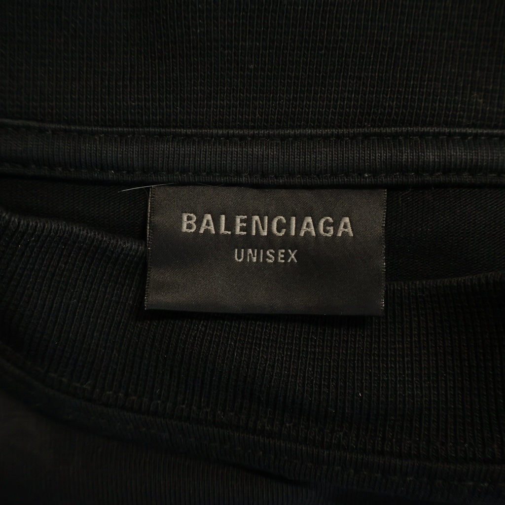 BALENCIAGA(バレンシアガ) 23AW BB Crypto Oversized T-Shirt クリプトロゴデストロイ加工オーバーサイズ半袖Tシャツ 739028 TOVN8 ブラック